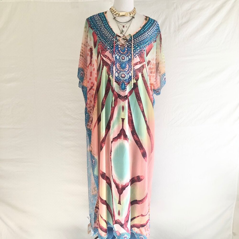Chiffon Beach Cover Up Maxi Dress - Picture 2 of 8